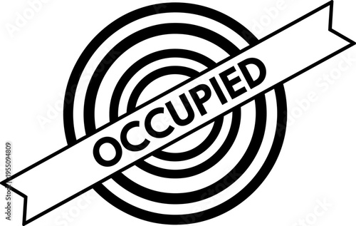 Occupied silhouette sign with concentric circles