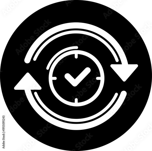 Circular clock silhouette with rotating arrows