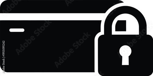 Credit card security or secure online payment. Credit card alongside a padlock or lock icon. 