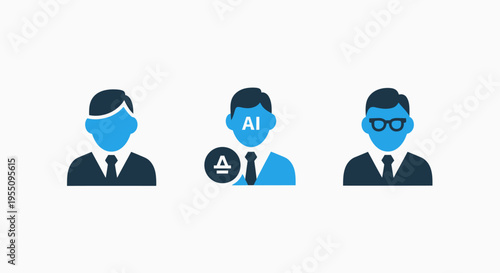 Diverse professional user avatars representing artificial intelligence, expert personnel, and general profile icons