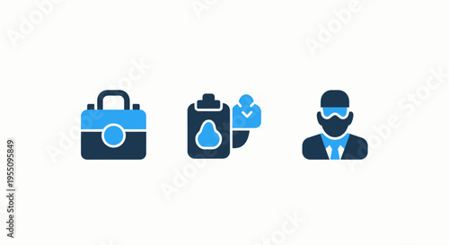 Industrial tools, environmental recycling, and digital security professional services icons