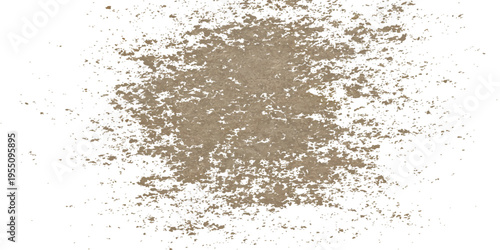 Isolated pile of white salt and brown pepper powder on a marble stone surface creates an abstract macro food texture background