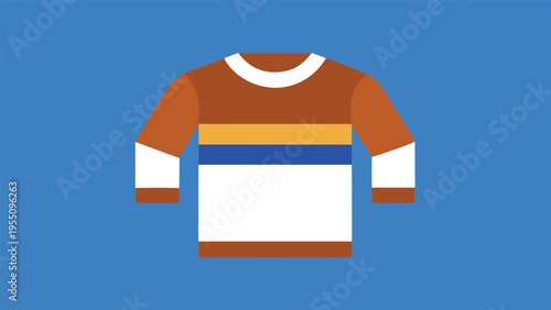 Vector art of a stylish longsleeved shirt with brown, white, and blue stripes, a modern and fashionable clothing item for casual wear