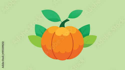 Vector art of vibrant vector illustration of a pumpkin with leaves, ideal for autumn designs, harvest festivals, and thanksgiving themes