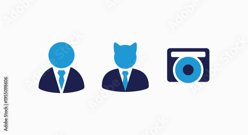 Icons representing people and a cd or dvd disc, suggesting digital media, data storage, or user information