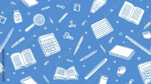 Stationery and office supplies pattern.