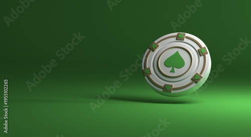 casino chip, casino background, casino website, casino image, chip with playing card suits, individual chip, chip on plain background, isolated poker chip on clean color background, 3D illustration