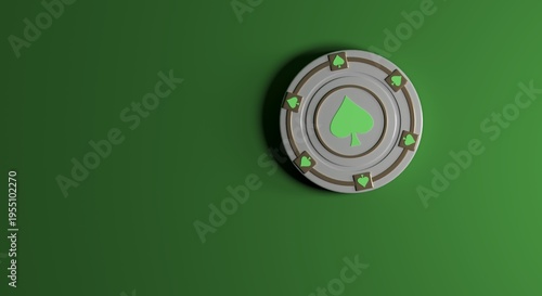 casino chip, casino background, casino website, casino image, chip with playing card suits, individual chip, chip on plain background, isolated poker chip on clean color background, 3D illustration
