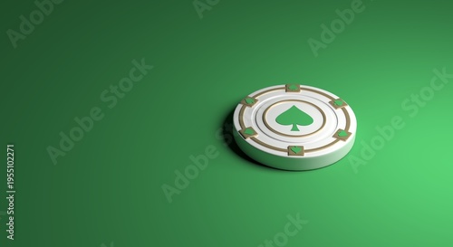 casino chip, casino background, casino website, casino image, chip with playing card suits, individual chip, chip on plain background, isolated poker chip on clean color background, 3D illustration