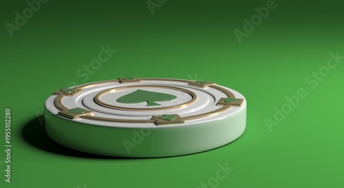 casino chip, casino background, casino website, casino image, chip with playing card suits, individual chip, chip on plain background, isolated poker chip on clean color background, 3D illustration