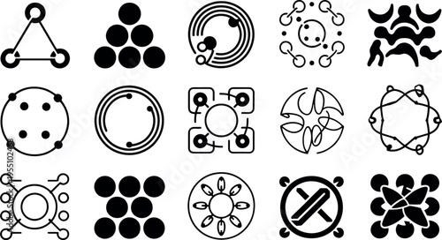 Tableau sur toile A seamless vector collection of black and white floral ornament icons and geomet