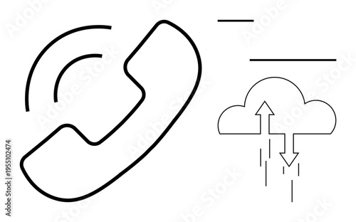 Cloud communication. Modern communication technologies using VoIP and cloud integration. Cloud communication enables data storage and phone connectivity. Ideal for telecom, IT, business, and cloud