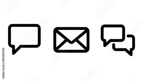 Digital communication and messaging service line icons for online contact and interactive chat