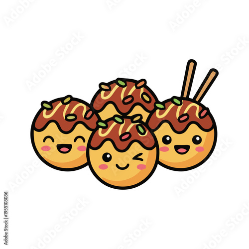 Cute delicious meatball logo. Vector illustration