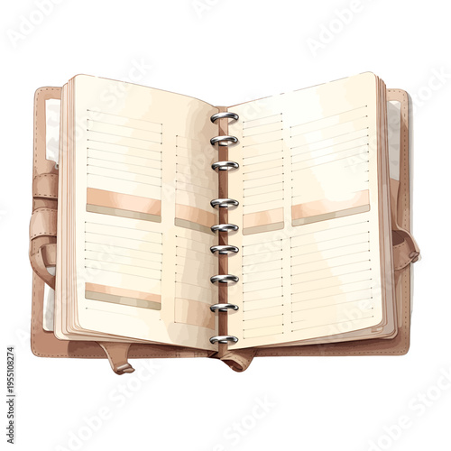 Open ring binder personal organizer with blank daily planner pages