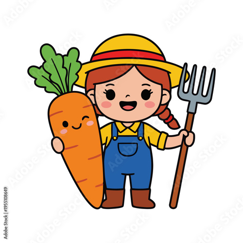 female farmer carries carrot after they have been harvested
