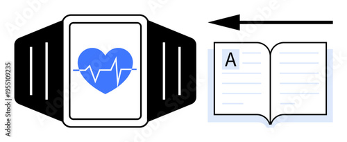Wearable health technology. Wearable technology tracking health and wellness combined with education and learning. Wearable device in healthcare monitoring. For health, fitness, learning, education
