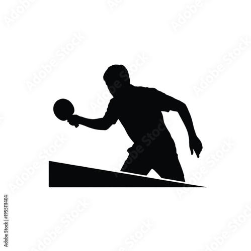 Silhouette of a man playing table tennis with paddle and ball vector illustration EPS PNG file