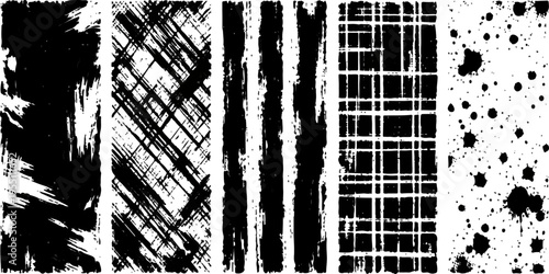 Abstract black grunge vector background with textured paint and artistic splashes