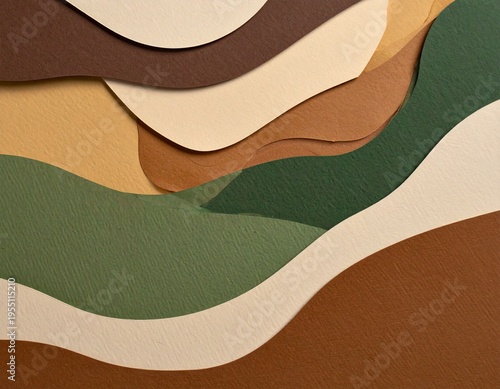 Abstract organic earthy background with layered shapes in warm retro tones, modern minimal design texture. Generative Image