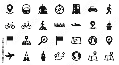 Set of Navigation and Transportation Icons