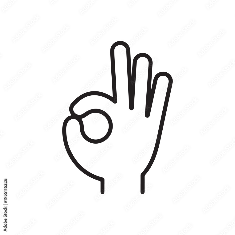 Fototapeta premium OK Hand Gesture – Simple Cartoon Style Vector Illustration