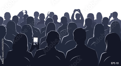 Silhouette of Audience Recording Performance with Smartphones