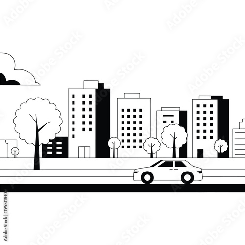 Cityscape Night Urban Vector Illustration