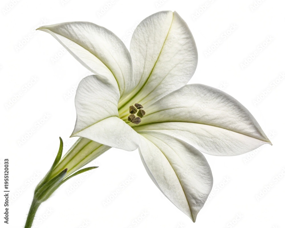 Fototapeta premium Nicotiana – White nicotiana flowering tobacco tubular fragrant bloom, isolated on white background.