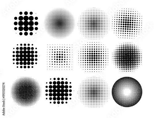 Halftone object set . Not AI, vector illustration.