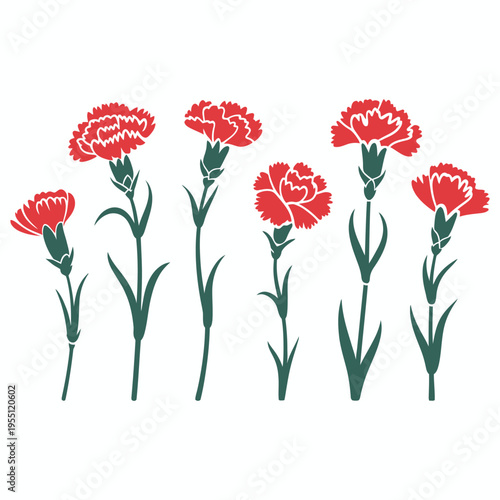 Set of poppy and floral vector illustrations for spring and garden design