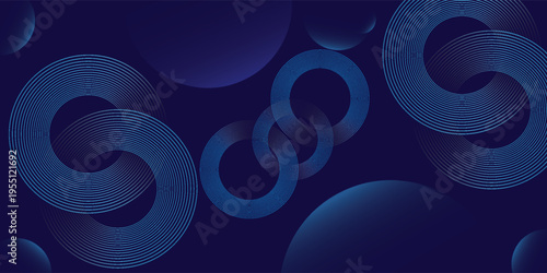 A blue smooth gradient curves and luminescent blue rings background with dark abstract visually dynamic tech-themed backdrop design.