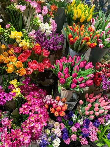 beautiful flowers in a shop, bouquet in a shop
