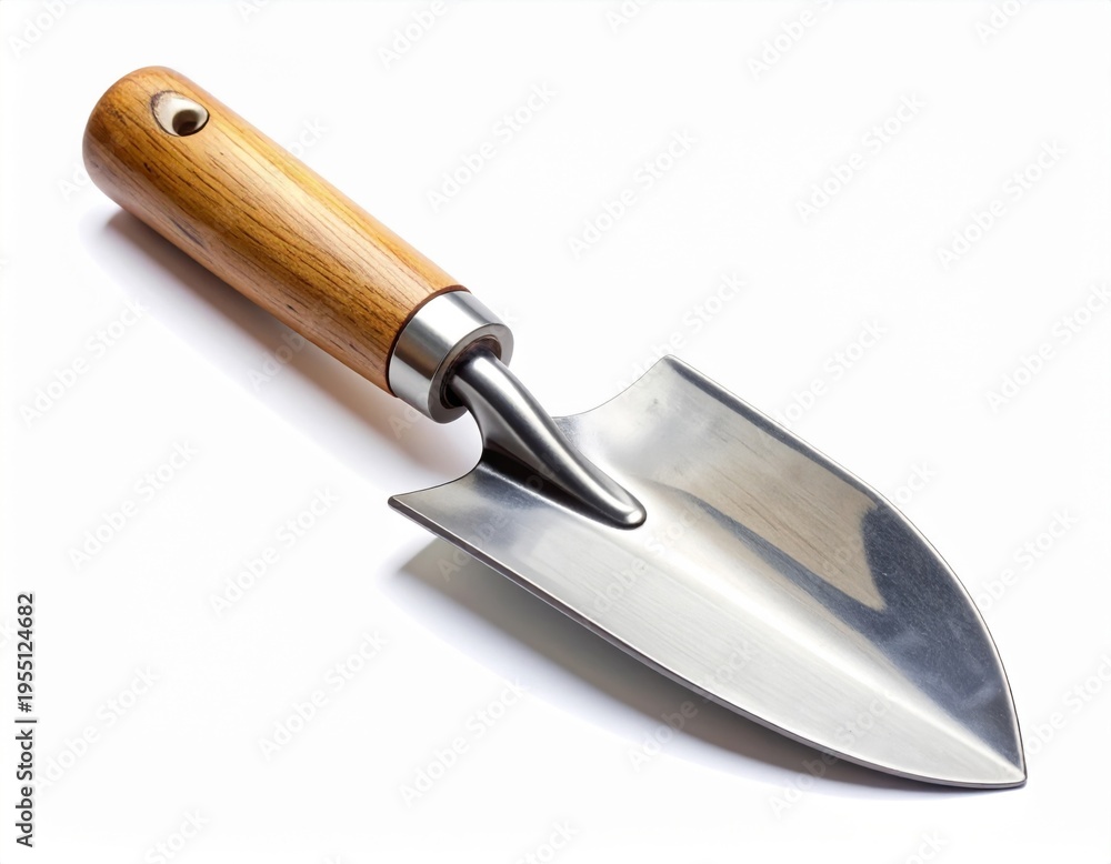 Fototapeta premium Hand Trowel with Wooden Handle Garden Tool Close Up Studio Shot