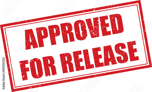 Red Approved for Release Rubber Stamp Sign Mark Word Text Written in Grunge Vector in Grunge Border in Transparent Background, Svg, Png
