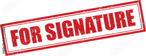 Red For Signature Rubber Stamp Sign Mark Word Text Written in Grunge Vector in Grunge Border in Transparent Background, Svg, Png