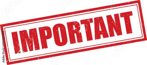 Red Important Rubber Stamp Sign Mark Word Text Written in Grunge Vector in Grunge Border in Transparent Background, Svg, Png