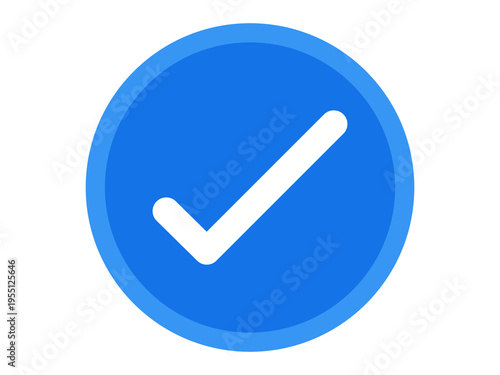 Blue Check Mark Icon PNG – Checkmark Tick Symbol for Approval, Verified Success Badge, Isolated on Transparent Background