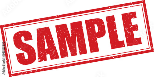 Red Sample Rubber Stamp Sign Mark Word Text Written in Grunge Vector in Grunge Border in Transparent Background, Svg, Png