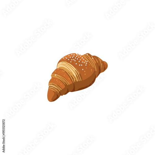 Golden brown flaky croissant with delicate sugar sprinkles, a classic French pastry, perfect for a delightful breakfast or sweet snack, a delicious baked good illustration