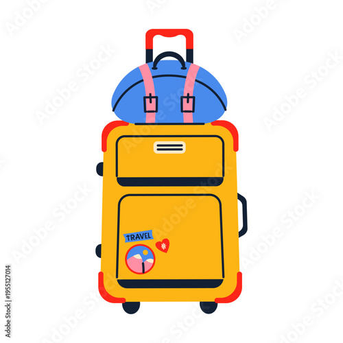 Trolley suitcase, spinner wheel baggage with additional bag.