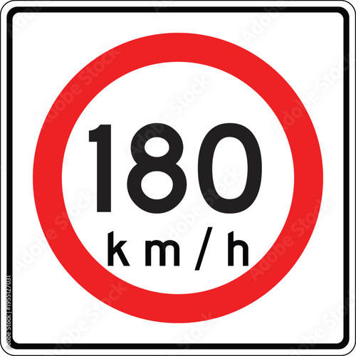Mexico 180 km per hr Maxima Speed Limit Sign