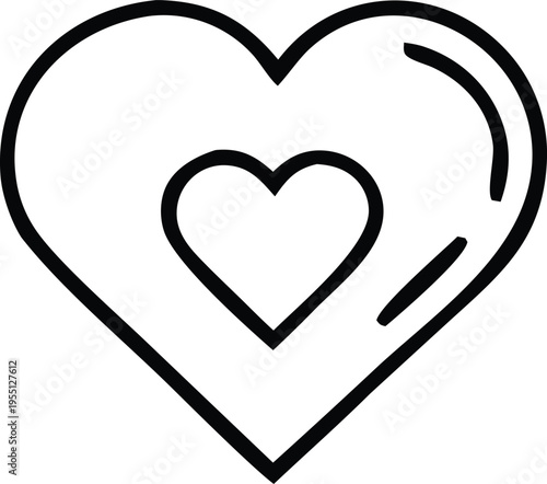 Minimalist continuous line art of double nested hearts