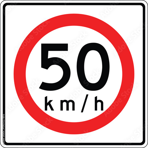 Mexico 50 km per hr Maxima Speed Limit Road Sign