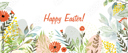 Happy Easter greeting card with egg. Religious holiday vector illustration for poster, flyer. hand drawn. Not AI, Vector illustration