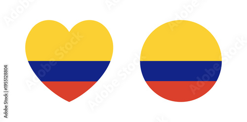 Flag of Colombia heart shaped, circle icon, sticker, badge. Set of round, heart Colombian flag banner, background. Colombia flag circle button. Free Download Flag of Colombia heart shaped, circle icon, sticker, badge. Set of round, heart Colombian flag banner, background. Colombia flag circle button. - GFXLoad