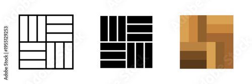 Wood parquet icon, floor tile background