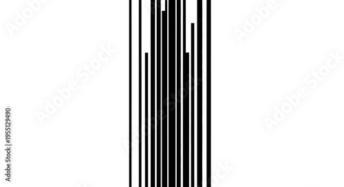 Dynamic array of monochrome vertical bars creating an abstract digital pattern, evoking modern data visualization and an AI-inspired generative graphic design