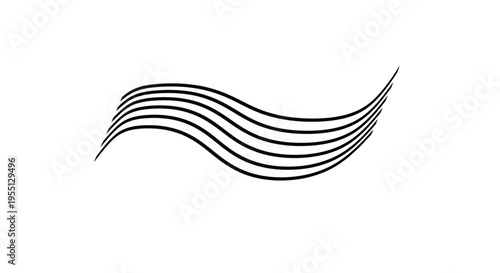 Abstract wavy lines representing sound waves or airflow creating a smooth, flowing, and dynamic visual effect on a white background