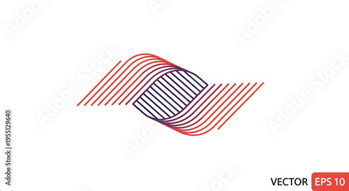 Dynamic abstract flowing lines logo design, featuring red and purple intertwined waves for a modern brand identity or technology concept